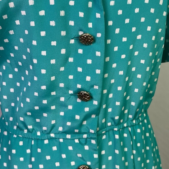 Vintage Leslie Fay Robin’s Egg Blue Dot Dress 8 - Picture 5 of 14